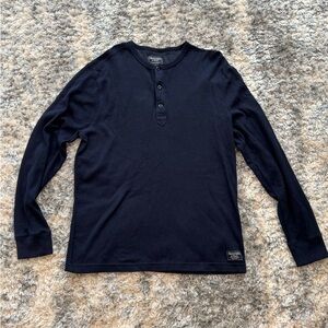 Y2K Abercrombie & Fitch Waffle Thermal Henley Shirt Long Sleeve Mens Sz Xxl navy